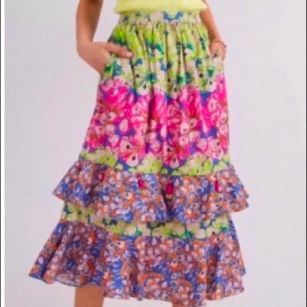 Anthropologie Roopa Pemmaraju Villa Tiered Midi Skirt. Size S